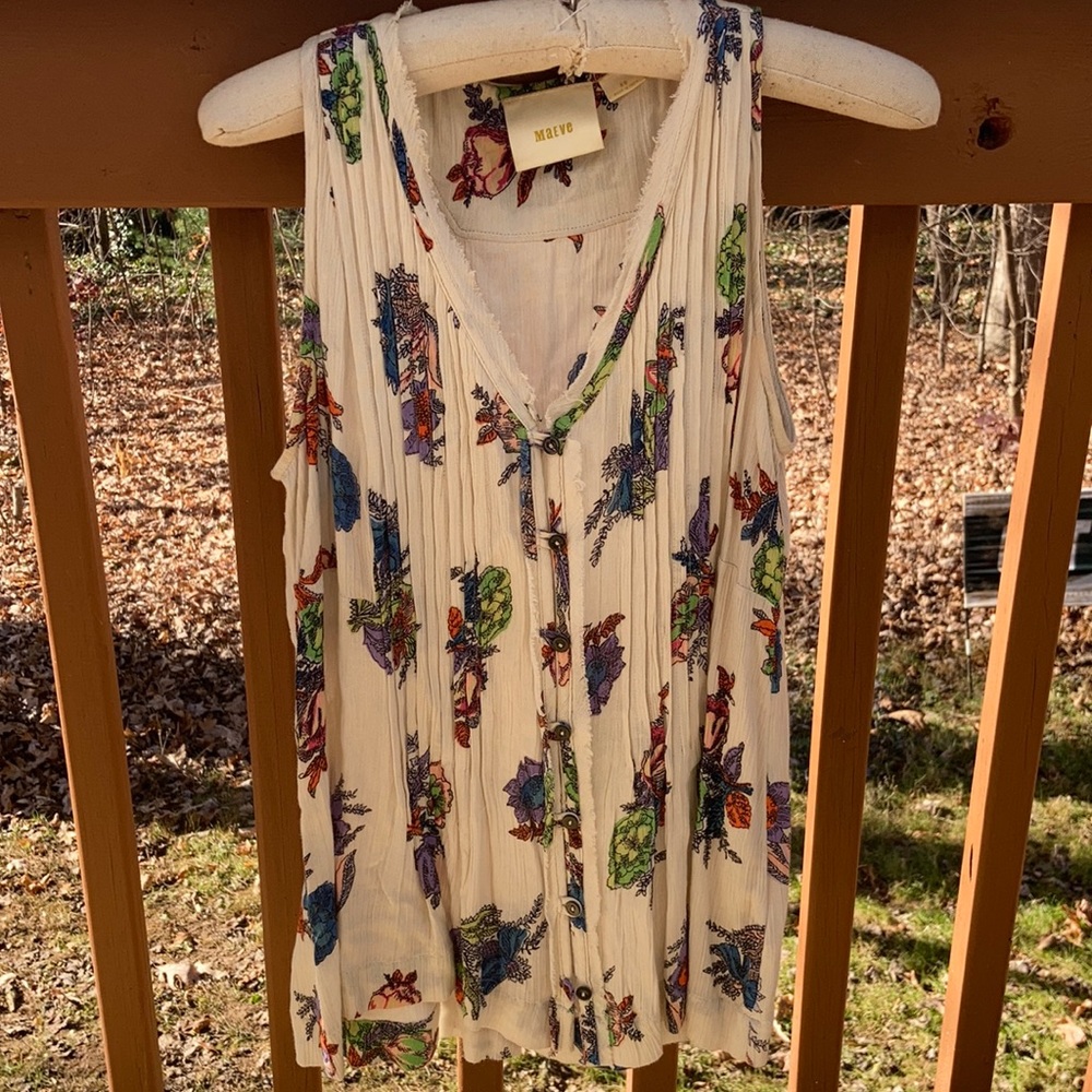 Maeve sleeveless floral blouse